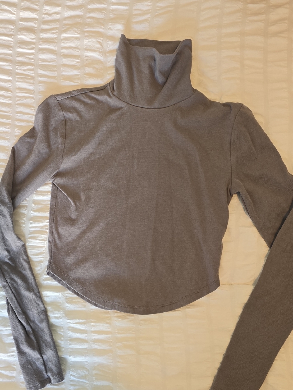 Forever 21 Gray Turtleneck Long Sleeve Crop Top